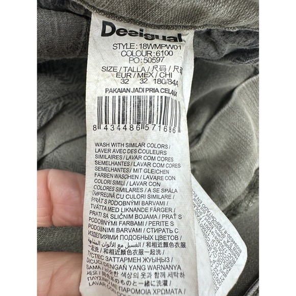 desigual pants for man, military size 32 Soft Green Canvas Pristine Condition‎ - Picture 9 of 13